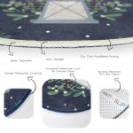 - RealHomes Dijital Baskılı Kaymaz Tabanlı Comfort Yuvarlak Halı - Realhomes  Lacivert Zeminli Özel Tasarımlı Dijital Baskılı Outdoor Yıkanabilir Kaymaz Tabanlı Yuvarlak Halı Realhomes