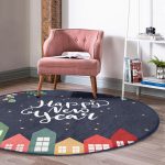 - RealHomes Dijital Baskılı Kaymaz Tabanlı Comfort Yuvarlak Halı - Realhomes  Realhomes Happy New Year Tasarımlı Dijital Baskılı Lacivert Outdoor Yıkanabilir Kaymaz Tabanlı Yuvarlak Halı Realhomes