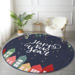 - RealHomes Dijital Baskılı Kaymaz Tabanlı Comfort Yuvarlak Halı - Realhomes  Realhomes Happy New Year Tasarımlı Dijital Baskılı Lacivert Outdoor Yıkanabilir Kaymaz Tabanlı Yuvarlak Halı Realhomes