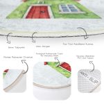 Minyatür Yeşil Ev Çizimli Dijital Baskılı Modern Çocuk ve Genç Odası Yıkanabilir Kaymaz Tabanlı Yuvarlak Halı Realhomes