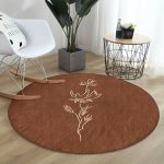 - RealHomes Dijital Baskılı Kaymaz Tabanlı Comfort Yuvarlak Halı - Realhomes  Kahve Zemin Minimalist Çizimli Dijital Baskılı Modern Kahverengi Salon ve Oturma Odası Yıkanabilir Kaymaz Tabanlı Yuvarlak Halı Realhomes