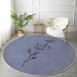 - RealHomes Dijital Baskılı Kaymaz Tabanlı Comfort Yuvarlak Halı - Realhomes  Minimalist Özel Tasarımlı Dijital Baskılı Lacivert Salon ve Oturma Odası Yıkanabilir Kaymaz Tabanlı Yuvarlak Halı Realhomes