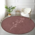 Minimalist Özel Tasarımlı Dijital Baskılı Kahverengi Salon ve Oturma Odası Yıkanabilir Kaymaz Tabanlı Yuvarlak Halı Realhomes