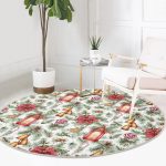 - RealHomes Dijital Baskılı Kaymaz Tabanlı Comfort Yuvarlak Halı - Realhomes  Şamdan Tasarımlı Yılbaşı Konseptli Dijital Baskılı Bordo Outdoor Yıkanabilir Kaymaz Tabanlı Yuvarlak Halı Realhomes