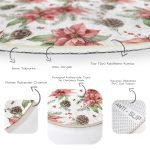 - RealHomes Dijital Baskılı Kaymaz Tabanlı Comfort Yuvarlak Halı - Realhomes  Kırmızı Gül ve Kozalak Tasarımlı Dijital Baskılı Modern Bordo Outdoor Yıkanabilir Kaymaz Tabanlı Yuvarlak Halı Realhomes