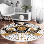 - RealHomes Dijital Baskılı Kaymaz Tabanlı Comfort Yuvarlak Halı - Realhomes  Çini Çizimli Guguklu Saat Motifli Dijital Baskılı Gold Balkon Yıkanabilir Kaymaz Tabanlı Yuvarlak Halı Realhomes