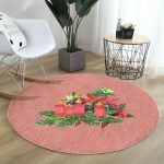 - RealHomes Dijital Baskılı Kaymaz Tabanlı Comfort Yuvarlak Halı - Realhomes  Pembe Zemin Çam Yapraklı Mum Tasarımlı Dijital Baskılı Modern Turuncu Balkon Yıkanabilir Kaymaz Tabanlı Yuvarlak Halı Realhomes