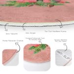 - RealHomes Dijital Baskılı Kaymaz Tabanlı Comfort Yuvarlak Halı - Realhomes  Pembe Zemin Çam Yapraklı Mum Tasarımlı Dijital Baskılı Modern Turuncu Balkon Yıkanabilir Kaymaz Tabanlı Yuvarlak Halı Realhomes