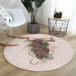 - RealHomes Dijital Baskılı Kaymaz Tabanlı Comfort Yuvarlak Halı - Realhomes  Kurdeleli Kozalak Motifli Dijital Baskılı Kahverengi Mutfak Yıkanabilir Kaymaz Tabanlı Yuvarlak Halı Realhomes