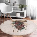 - RealHomes Dijital Baskılı Kaymaz Tabanlı Comfort Yuvarlak Halı - Realhomes  Kurdeleli Kozalak Motifli Dijital Baskılı Kahverengi Mutfak Yıkanabilir Kaymaz Tabanlı Yuvarlak Halı Realhomes