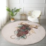 - RealHomes Dijital Baskılı Kaymaz Tabanlı Comfort Yuvarlak Halı - Realhomes  Kurdeleli Kozalak Motifli Dijital Baskılı Kahverengi Mutfak Yıkanabilir Kaymaz Tabanlı Yuvarlak Halı Realhomes