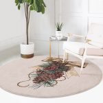 - RealHomes Dijital Baskılı Kaymaz Tabanlı Comfort Yuvarlak Halı - Realhomes  Kurdeleli Kozalak Motifli Dijital Baskılı Kahverengi Mutfak Yıkanabilir Kaymaz Tabanlı Yuvarlak Halı Realhomes