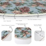 - RealHomes Dijital Baskılı Kaymaz Tabanlı Comfort Yuvarlak Halı - Realhomes  Mavi Zemin Kozalak Tasarımlı Dijital Baskılı Modern Kahverengi Salon ve Oturma Odası Yıkanabilir Kaymaz Tabanlı Yuvarlak Halı Realhomes