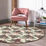 Özel Tasarım Kozalak Tasarımlı Dijital Baskılı Modern Kahverengi Salon ve Oturma Odası Yıkanabilir Kaymaz Tabanlı Yuvarlak Halı Realhomes