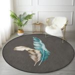 - RealHomes Dijital Baskılı Kaymaz Tabanlı Comfort Yuvarlak Halı - Realhomes  Realhomes Mavi ve Sarı Tüy Motifli Dijital Baskılı Gri Mutfak Yıkanabilir Kaymaz Tabanlı Yuvarlak Halı Realhomes