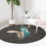 - RealHomes Dijital Baskılı Kaymaz Tabanlı Comfort Yuvarlak Halı - Realhomes  Realhomes Mavi ve Sarı Tüy Motifli Dijital Baskılı Gri Mutfak Yıkanabilir Kaymaz Tabanlı Yuvarlak Halı Realhomes