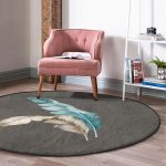 - RealHomes Dijital Baskılı Kaymaz Tabanlı Comfort Yuvarlak Halı - Realhomes  Realhomes Mavi ve Sarı Tüy Motifli Dijital Baskılı Gri Mutfak Yıkanabilir Kaymaz Tabanlı Yuvarlak Halı Realhomes