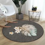 - RealHomes Dijital Baskılı Kaymaz Tabanlı Comfort Yuvarlak Halı - Realhomes  Realhomes Egzotik Yaprak Tasarımlı Dijital Baskılı Gri Mutfak Yıkanabilir Kaymaz Tabanlı Yuvarlak Halı Realhomes