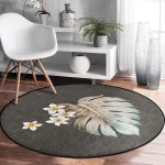 - RealHomes Dijital Baskılı Kaymaz Tabanlı Comfort Yuvarlak Halı - Realhomes  Realhomes Egzotik Yaprak Tasarımlı Dijital Baskılı Gri Mutfak Yıkanabilir Kaymaz Tabanlı Yuvarlak Halı Realhomes