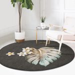 - RealHomes Dijital Baskılı Kaymaz Tabanlı Comfort Yuvarlak Halı - Realhomes  Realhomes Egzotik Yaprak Tasarımlı Dijital Baskılı Gri Mutfak Yıkanabilir Kaymaz Tabanlı Yuvarlak Halı Realhomes