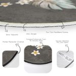 - RealHomes Dijital Baskılı Kaymaz Tabanlı Comfort Yuvarlak Halı - Realhomes  Realhomes Egzotik Yaprak Tasarımlı Dijital Baskılı Gri Mutfak Yıkanabilir Kaymaz Tabanlı Yuvarlak Halı Realhomes