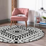 - RealHomes Dijital Baskılı Kaymaz Tabanlı Comfort Yuvarlak Halı - Realhomes  Siyah Beyaz İskandinav Desen Tasarımlı Dijital Baskılı Modern Salon ve Oturma Odası Yıkanabilir Kaymaz Tabanlı Yuvarlak Halı Realhomes