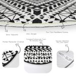 - RealHomes Dijital Baskılı Kaymaz Tabanlı Comfort Yuvarlak Halı - Realhomes  Siyah Beyaz İskandinav Desen Tasarımlı Dijital Baskılı Modern Salon ve Oturma Odası Yıkanabilir Kaymaz Tabanlı Yuvarlak Halı Realhomes