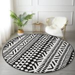 - RealHomes Dijital Baskılı Kaymaz Tabanlı Comfort Yuvarlak Halı - Realhomes  Siyah Beyaz İskandinav Desen Tasarımlı Dijital Baskılı Salon ve Oturma Odası Yıkanabilir Kaymaz Tabanlı Yuvarlak Halı Realhomes