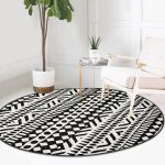 - RealHomes Dijital Baskılı Kaymaz Tabanlı Comfort Yuvarlak Halı - Realhomes  Siyah Beyaz İskandinav Desen Tasarımlı Dijital Baskılı Salon ve Oturma Odası Yıkanabilir Kaymaz Tabanlı Yuvarlak Halı Realhomes