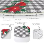 - RealHomes Dijital Baskılı Kaymaz Tabanlı Comfort Yuvarlak Halı - Realhomes  Gri Ekose Zemin ve Kırmızı Kuş Tasarımlı Dijital Baskılı Renkli Mutfak Yıkanabilir Kaymaz Tabanlı Yuvarlak Halı Realhomes