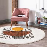 - RealHomes Dijital Baskılı Kaymaz Tabanlı Comfort Yuvarlak Halı - Realhomes  Çizgili Güneş Tasarımlı Dijital Baskılı Modern Turuncu Salon ve Oturma Odası Yıkanabilir Kaymaz Tabanlı Yuvarlak Halı Realhomes