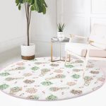 - RealHomes Dijital Baskılı Kaymaz Tabanlı Comfort Yuvarlak Halı - Realhomes  Çiçek Demetleri Özel Tasarım Dijital Baskılı Pembe Salon ve Oturma Odası Yıkanabilir Kaymaz Tabanlı Yuvarlak Halı Realhomes