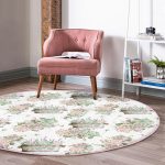 - RealHomes Dijital Baskılı Kaymaz Tabanlı Comfort Yuvarlak Halı - Realhomes  Flower ve Çiçek Demetleri Özel Tasarım Dijital Baskılı Pembe Salon Oturma Odası Yıkanabilir Kaymaz Tabanlı Yuvarlak Halı Realhomes