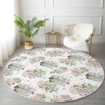 - RealHomes Dijital Baskılı Kaymaz Tabanlı Comfort Yuvarlak Halı - Realhomes  Flower ve Çiçek Demetleri Özel Tasarım Dijital Baskılı Pembe Salon Oturma Odası Yıkanabilir Kaymaz Tabanlı Yuvarlak Halı Realhomes