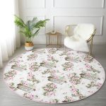 - RealHomes Dijital Baskılı Kaymaz Tabanlı Comfort Yuvarlak Halı - Realhomes  Flower ve Çiçek Demetleri Özel Tasarım Dijital Baskılı Modern Pembe Salon Oturma Odası Yıkanabilir Kaymaz Tabanlı Yuvarlak Halı Realhomes