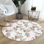 - RealHomes Dijital Baskılı Kaymaz Tabanlı Comfort Yuvarlak Halı - Realhomes  Flower ve Çiçek Demetleri Özel Tasarım Dijital Baskılı Modern Pembe Salon Oturma Odası Yıkanabilir Kaymaz Tabanlı Yuvarlak Halı Realhomes