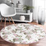 - RealHomes Dijital Baskılı Kaymaz Tabanlı Comfort Yuvarlak Halı - Realhomes  Flower ve Çiçek Demetleri Özel Tasarım Dijital Baskılı Modern Pembe Salon Oturma Odası Yıkanabilir Kaymaz Tabanlı Yuvarlak Halı Realhomes