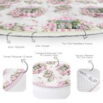 - RealHomes Dijital Baskılı Kaymaz Tabanlı Comfort Yuvarlak Halı - Realhomes  Çiçek Demetleri Özel Tasarım Dijital Baskılı Pembe Salon ve Oturma Odası Yıkanabilir Kaymaz Tabanlı Yuvarlak Halı Realhomes