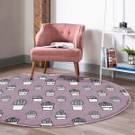 - RealHomes Dijital Baskılı Kaymaz Tabanlı Comfort Yuvarlak Halı - Realhomes  Açık Mor Zeminli Kaktüs Tasarımlı Dijital Baskılı Modern Pembe Mutfak Yıkanabilir Kaymaz Tabanlı Yuvarlak Halı Realhomes