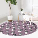 - RealHomes Dijital Baskılı Kaymaz Tabanlı Comfort Yuvarlak Halı - Realhomes  Açık Mor Zeminli Kaktüs Tasarımlı Dijital Baskılı Modern Pembe Mutfak Yıkanabilir Kaymaz Tabanlı Yuvarlak Halı Realhomes