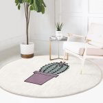 - RealHomes Dijital Baskılı Kaymaz Tabanlı Comfort Yuvarlak Halı - Realhomes  Krem Zemin Sade Kaktüs Motifli Dijital Baskılı Pembe Mutfak Yıkanabilir Kaymaz Tabanlı Yuvarlak Halı Realhomes