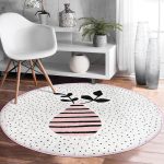 - RealHomes Dijital Baskılı Kaymaz Tabanlı Comfort Yuvarlak Halı - Realhomes  Krem Kumlama Zemin Vazo Desenli Dijital Baskılı Pembe Mutfak Yıkanabilir Kaymaz Tabanlı Yuvarlak Halı Realhomes