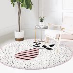 - RealHomes Dijital Baskılı Kaymaz Tabanlı Comfort Yuvarlak Halı - Realhomes  Krem Kumlama Zemin Vazo Desenli Dijital Baskılı Pembe Mutfak Yıkanabilir Kaymaz Tabanlı Yuvarlak Halı Realhomes