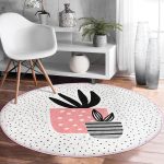 - RealHomes Dijital Baskılı Kaymaz Tabanlı Comfort Yuvarlak Halı - Realhomes  Krem Kumlama Zemin Vazo Desenli Dijital Baskılı Modern Pembe Mutfak Yıkanabilir Kaymaz Tabanlı Yuvarlak Halı Realhomes