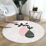 - RealHomes Dijital Baskılı Kaymaz Tabanlı Comfort Yuvarlak Halı - Realhomes  Krem Kumlama Zemin Vazo Desenli Dijital Baskılı Pembe Mutfak Yıkanabilir Kaymaz Tabanlı Yuvarlak Halı Realhomes