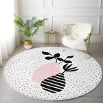 - RealHomes Dijital Baskılı Kaymaz Tabanlı Comfort Yuvarlak Halı - Realhomes  Krem Kumlama Zemin Vazo Desenli Dijital Baskılı Pembe Mutfak Yıkanabilir Kaymaz Tabanlı Yuvarlak Halı Realhomes