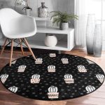 - RealHomes Dijital Baskılı Kaymaz Tabanlı Comfort Yuvarlak Halı - Realhomes  Siyah Puantiye Zeminli Kaktüs Motifli Dijital Baskılı Mutfak Yıkanabilir Kaymaz Tabanlı Yuvarlak Halı Realhomes