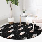 - RealHomes Dijital Baskılı Kaymaz Tabanlı Comfort Yuvarlak Halı - Realhomes  Siyah Puantiye Zeminli Kaktüs Motifli Dijital Baskılı Mutfak Yıkanabilir Kaymaz Tabanlı Yuvarlak Halı Realhomes