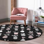 - RealHomes Dijital Baskılı Kaymaz Tabanlı Comfort Yuvarlak Halı - Realhomes  Siyah Zemin Vazo Desenli Dijital Baskılı Modern Mutfak Yıkanabilir Kaymaz Tabanlı Yuvarlak Halı Realhomes