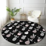 - RealHomes Dijital Baskılı Kaymaz Tabanlı Comfort Yuvarlak Halı - Realhomes  Siyah Zemin Vazo Desenli Dijital Baskılı Modern Mutfak Yıkanabilir Kaymaz Tabanlı Yuvarlak Halı Realhomes